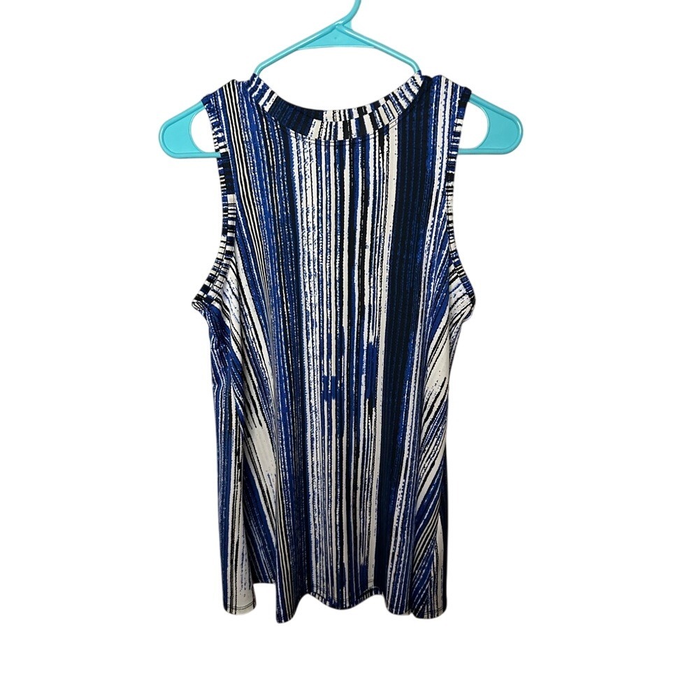 APT. 9 Women's Sleeveless Top Blue White‎ Black Striped Casual Tank